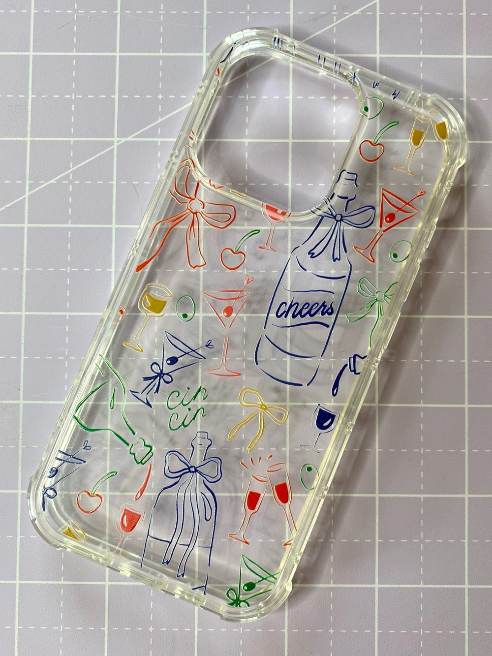iPhone 16 Pro Clear Cocktail Phone Case Bows Cherries Summer 🍒🍸🎀